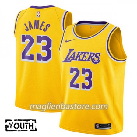 Maglia NBA Los Angeles Lakers Lebron James 23 2018-19 Nike Giallo Swingman - Bambino